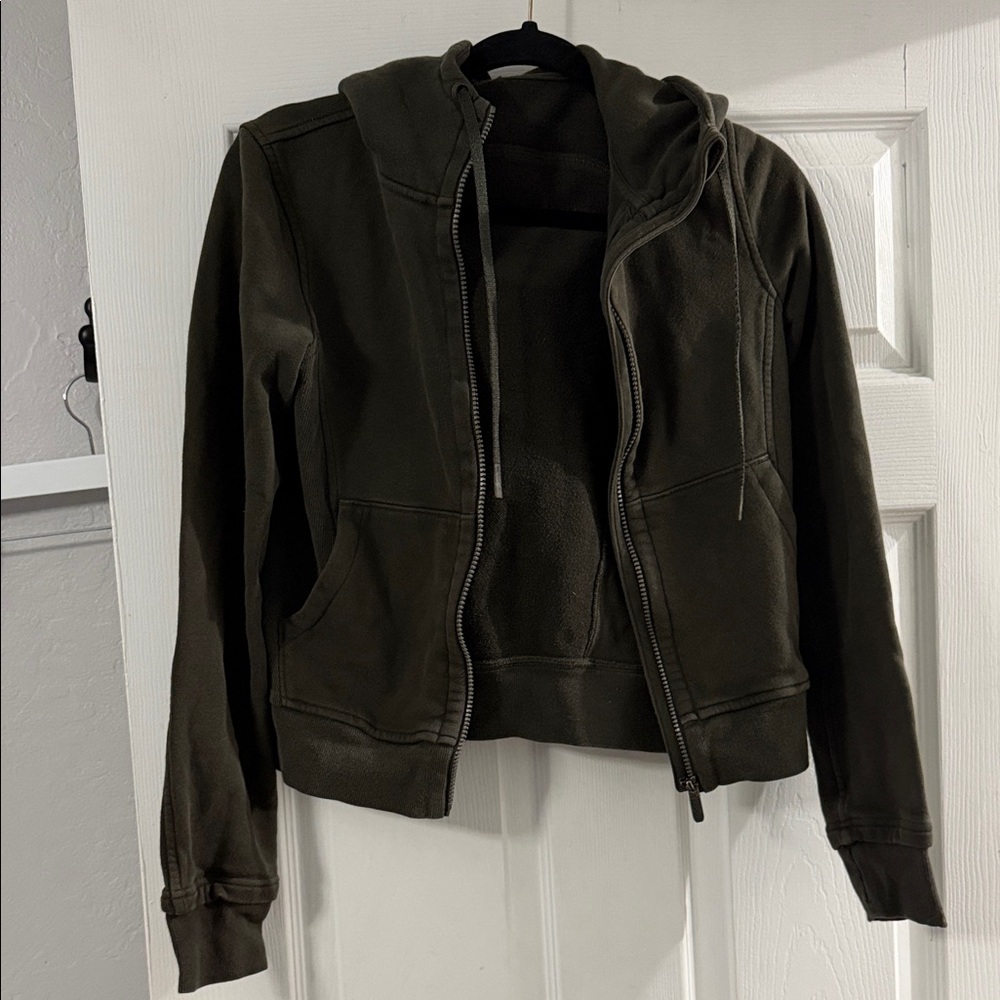 lululemon athletica Olive Green Hooded Zip Jacket